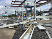 <p><strong>Leesburg</strong><br>Hurricane Irma damaged this Chevron gas station on the corner of U.S. Highway 441 and Perkins Street in Leesburg, Fla. on Sept. 11, 2017. (Photo: Stephen M. Dowell/Orlando Sentinel/TNS via Getty Images) </p>