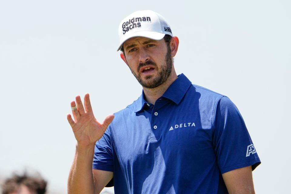 Patrick Cantlay waves to the gallery before teeing off on the first hole on June 4 during the final round of the Memorial Tournament at Muirfield Village Golf Club in Dublin, Ohio.