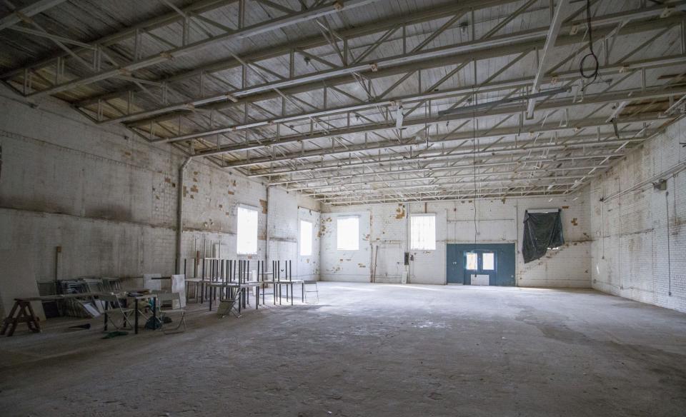 South Bend Tribune File Photo/This former banquet hall inside the 100 Center in Mishawaka, shown here in 2018, was cleared of old drywall and other trash. In the 1970s, it was the location of a Pier One Imports store.