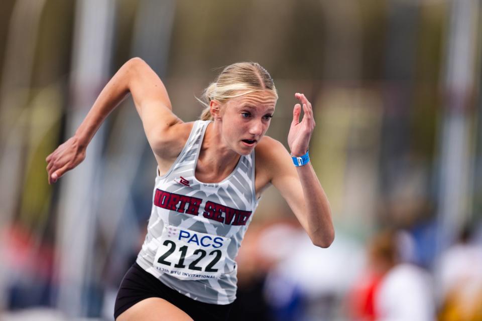 High school athletes compete during the BYU Track Invitational at the Clarence F. Robison Outdoor Track & Field in Provo on May 6, 2023. | Ryan Sun, Deseret News