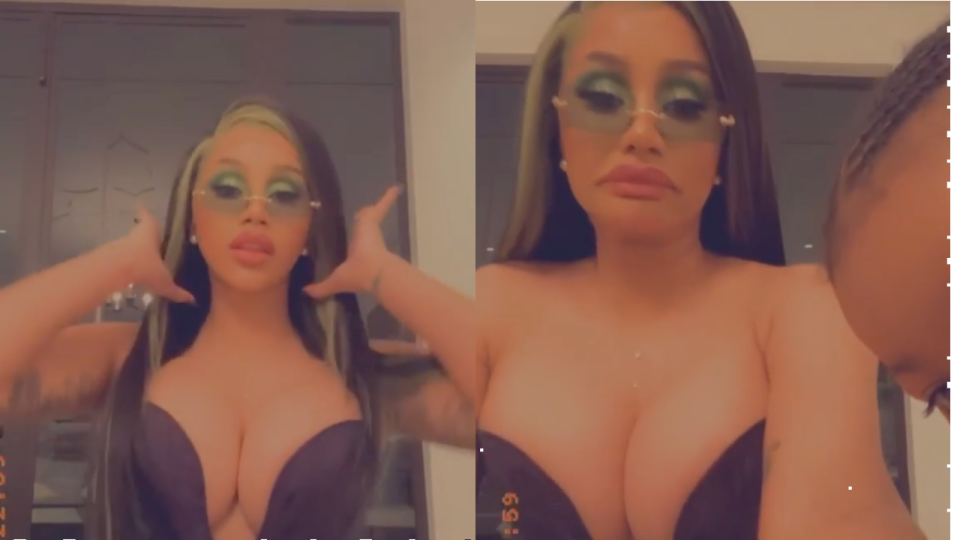 Cardi B's daughter interrupted her while trying to shoot a sexy video. (Photos: Instagram)