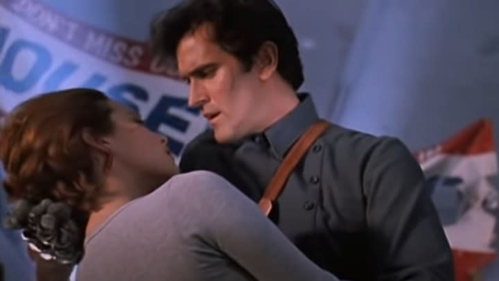 Angela Featherstone and Bruce Campbell in Army of Darkness.