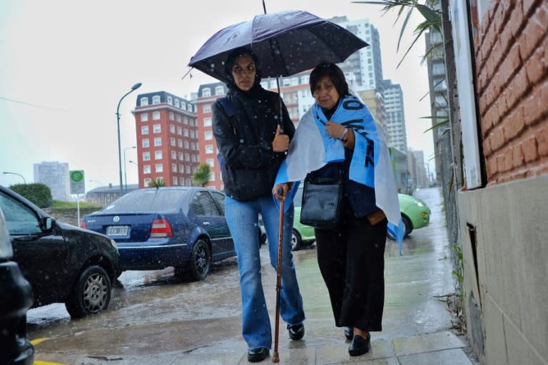 Relatives of ARA San Juan crewmembers arrive at a Navy hotel in Mar del Plata