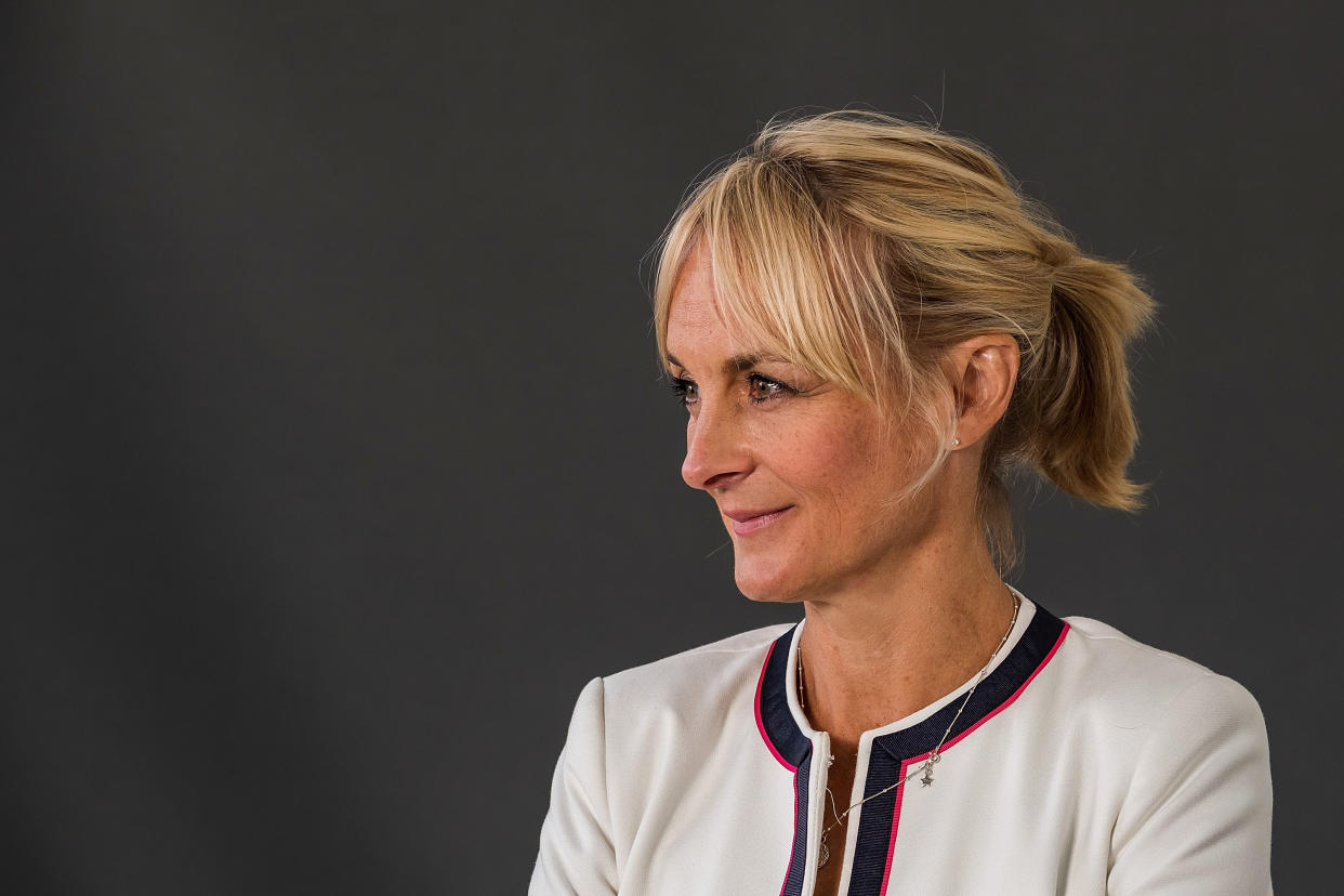 British journalist and news presenter Louise Minchin attends a photocall during the annual Edinburgh International Book Festival at Charlotte Square Gardens on August 16, 2018 in Edinburgh, Scotland. (Photo by Massimiliano Donati/Awakening/Getty Images)