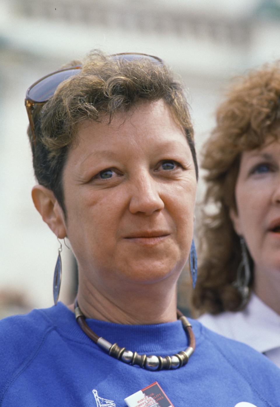 Norma McCorvey at the March For Women's Lives outside the US Capitol in 1989