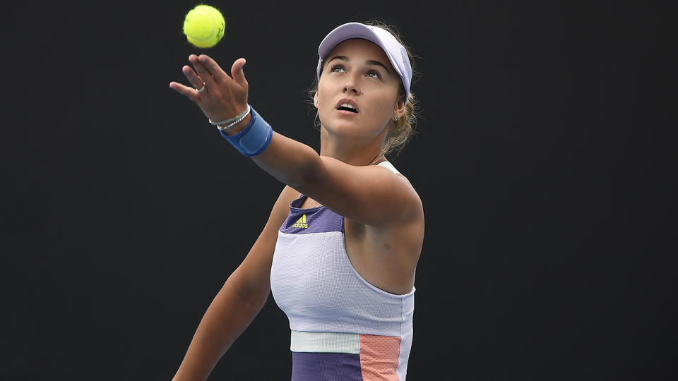 Anna Kalinskaya, pictured here in action at the Australian Open in January.