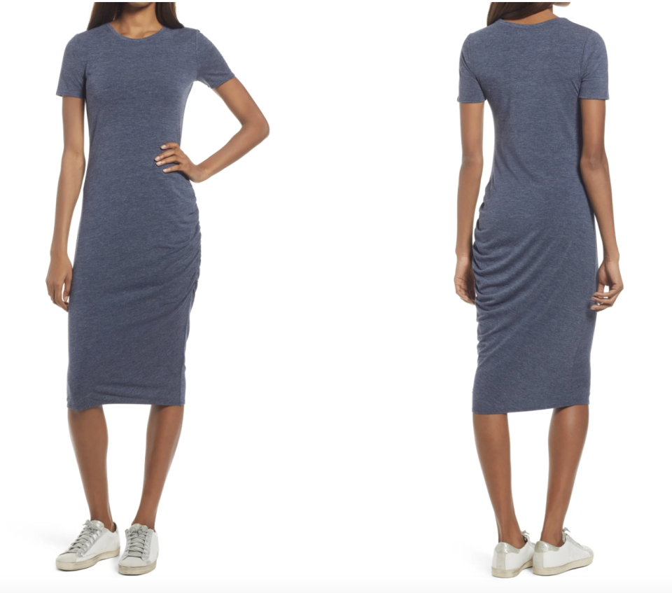 Nordstrom Treasure & Bond Side Ruched Body-Con Dress in Navy Iris Heather (Photos via Nordstrom)