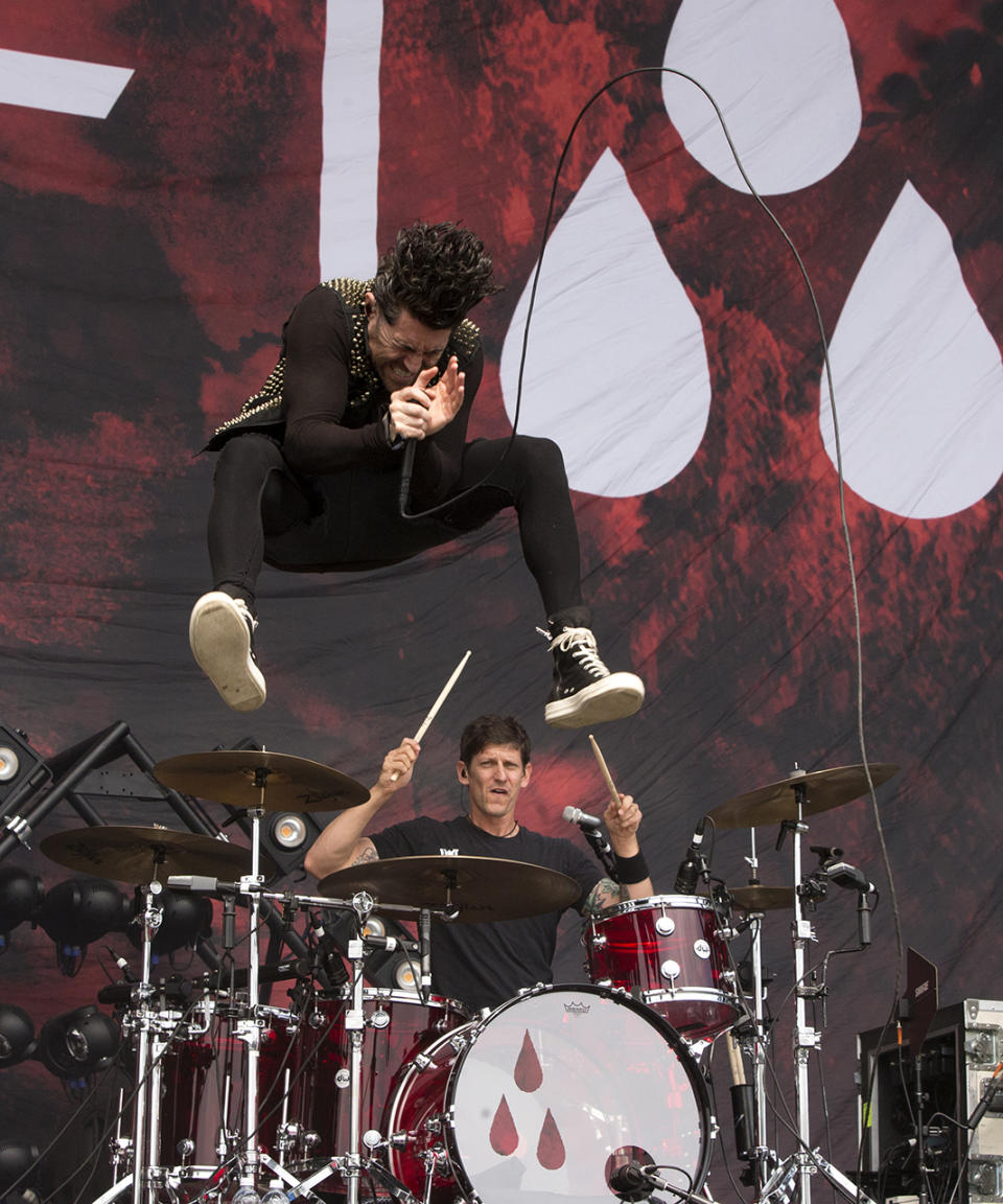 <p>Davey Havok of the band AFI performs on Day 2 of the 2017 Firefly Music Festival at The Woodlands on Friday, June 16, 2017, in Dover, Del. (Photo by Owen Sweeney/Invision/AP) </p>