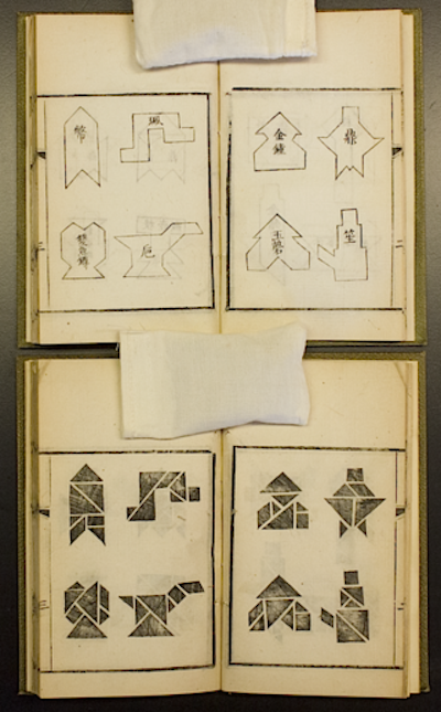 Patterns from a Tangram puzzle and solution books, China c. 1815 (British Library 15257.d.5, 15257.d.14) British Library