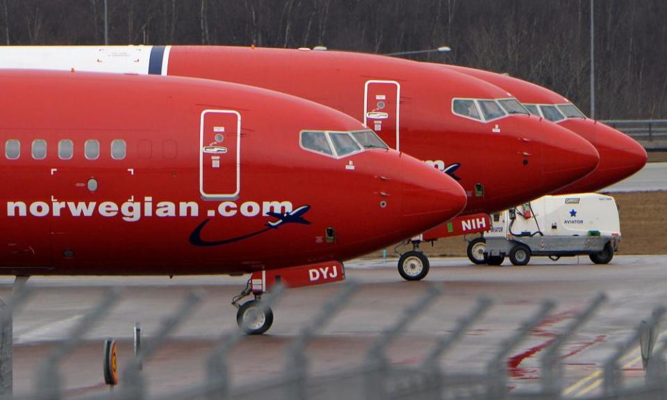 Parked Boeing 737-800 aircraft belonging to Norwegian Air