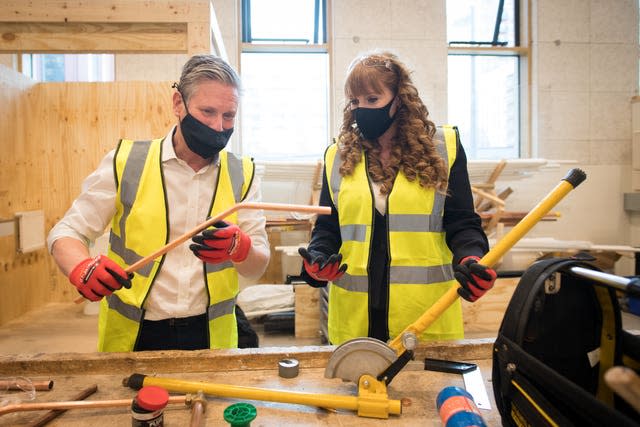 Sir Keir Starmer and Angela Rayner visiting a skills centree