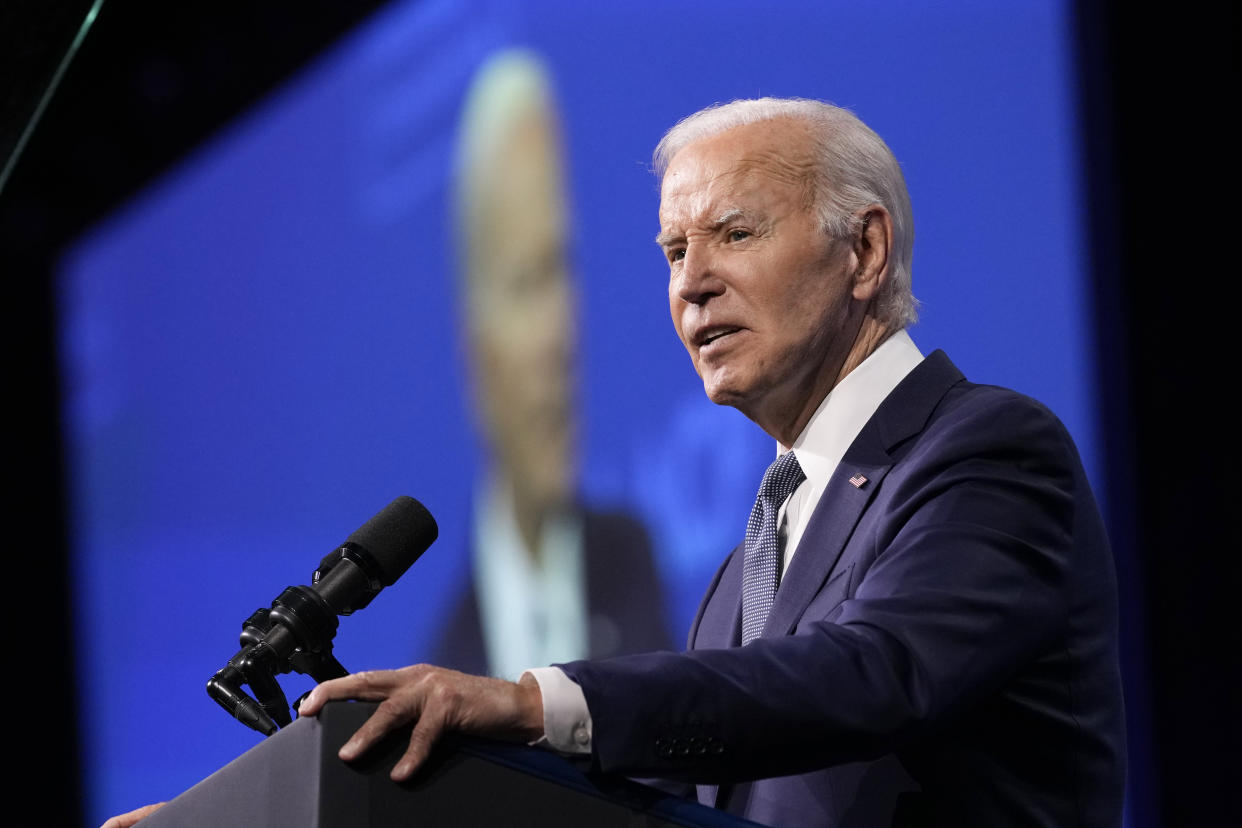 President Biden at the podium.