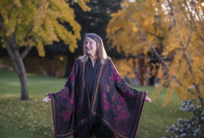 Redlands, CA - December 08: Dr. Fran Grace, a religious studies professor at the University of Redlands, is photographed before leading the Loving Kindness meditation session Zoom session at University of Redlands in Redlands, CA on Wednesday, Dec. 8, 2021. Dr. Fran Grace believes that all religions hold some truth. She personally follows the Sufi path and does a lot of breathing work - a practice that has grounded her immensely since her 29-year-old son died of COVID earlier this year. In addition to her work as a professor, she leads the university's Meditation Room, where she has for years led guided meditations for students. During the pandemic, that practice shifted online and she began leading a virtual Loving Kindness meditation over Zoom, which is now attended by people all over the world. (Allen J. Schaben / Los Angeles Times)