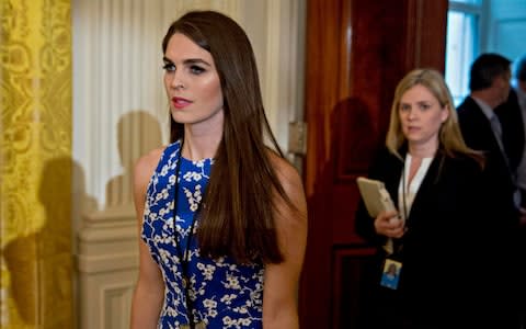 Hope Hicks announced she was resigning from her post in February - Credit: Bloomberg&nbsp;