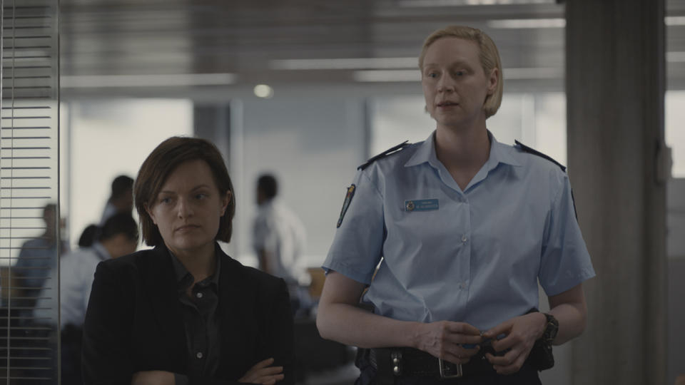 <p>Elisabeth Moss as Robin Griffin and Gwendoline Christie as Miranda Hilmarson in Sundance TV’s ‘Top of the Lake: China Girl’<br>(Photo: Sally Bongers/See-Saw Films) </p>