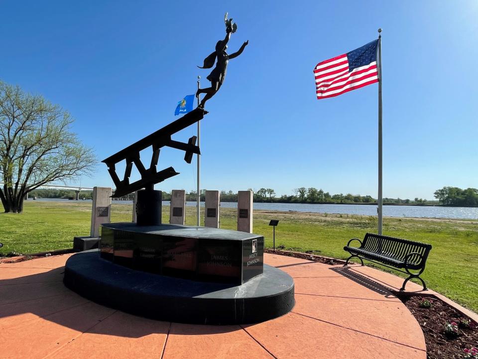 The Webbers Falls Memorial Park honors the victims of the 2002 bridge collapse on the Arkansas River.