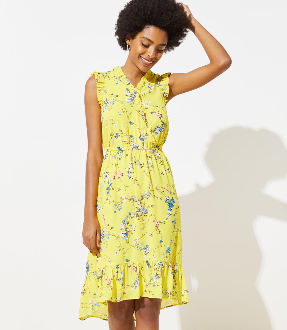 Loft Floral Ruffle Flounce Dress 