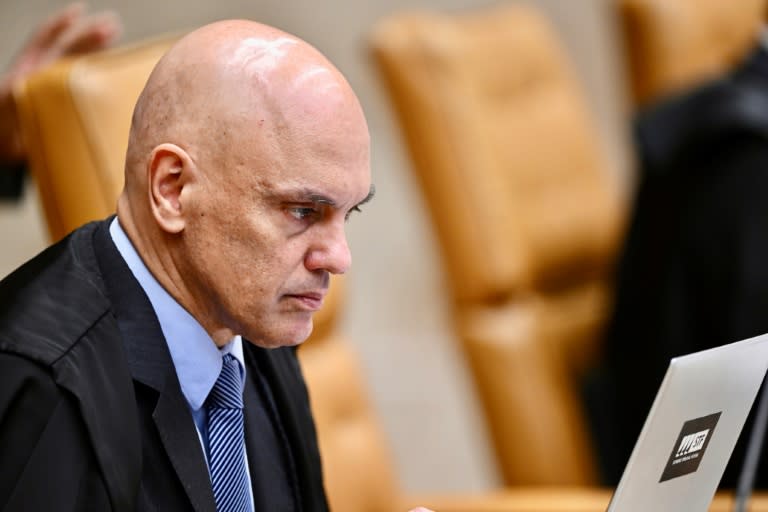 El juez del Supremo Tribunal Federal de Brasil Alexandre de Moraes, durante un juicio, en Brasilia, el 20 de septiembre de 2023 (Evaristo Sa)