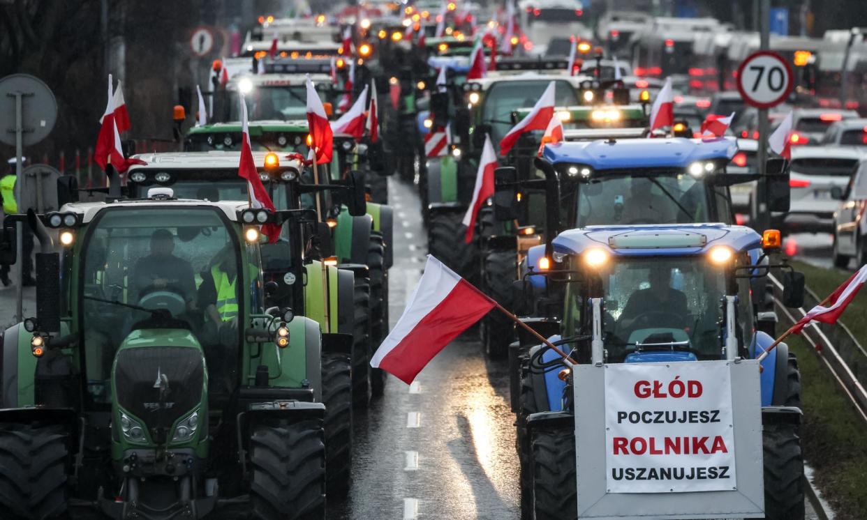 <span>There have been protests across Europe – such as this one in Krakow, Poland – against the EU’s nature restoration law. </span><span>Photograph: Dominika Zarzycka/NurPhoto/REX/Shutterstock</span>
