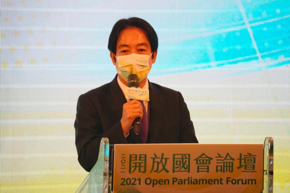 副總統賴清德在2021開放國會論壇致詞。   圖：張良一/攝