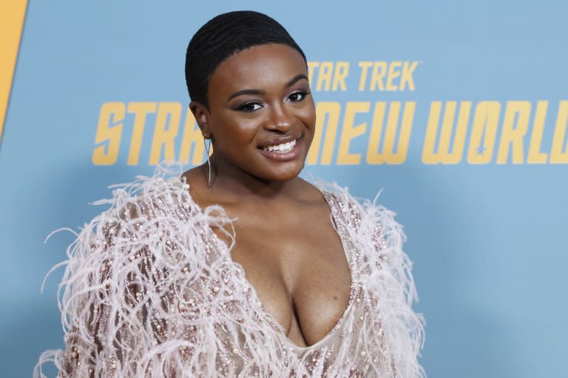 Celia Rose Gooding arrives on the red carpet at the New York premiere of "Star Trek: Strange New Worlds" at AMC Lincoln Square Theater in April 2022 in New York City. Photo by John Angelillo/UPI