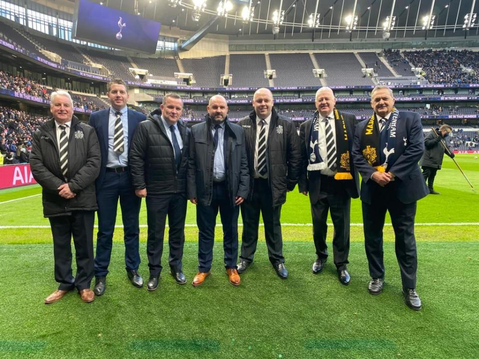 A delegation from the Crosby club including manager Neil Young, chairman Paul Leary and president Dave Thompson were all invited to north London on Sunday
