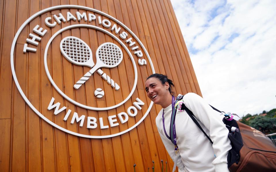 Ons Jabeur arriving for practice at Wimbledon