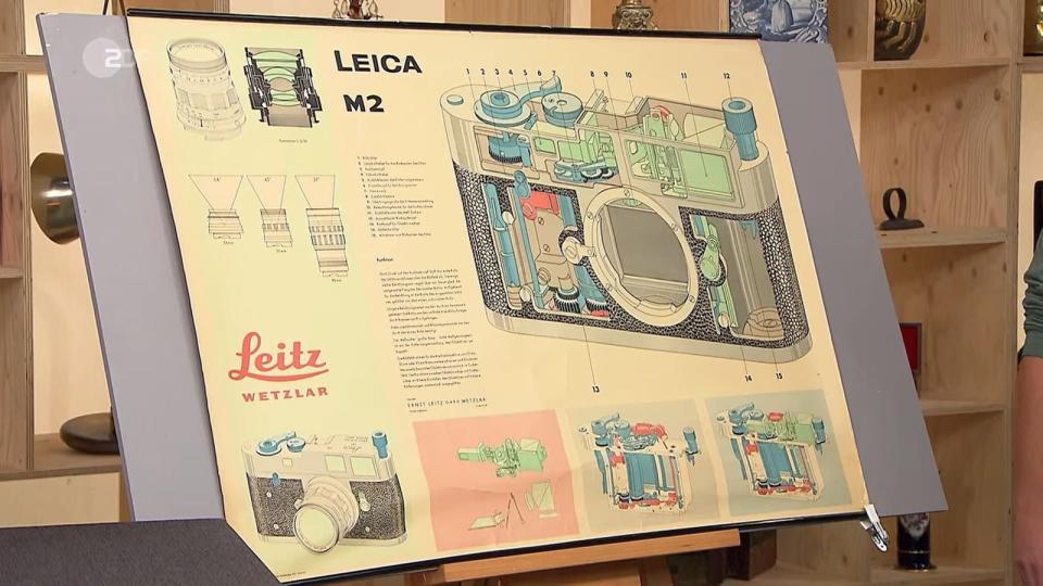 Das Plakat einer Leica M2 aus den 1960er-Jahren war 250 Euro wert und ein reiner Zufallsfund. (Bild: ZDF)