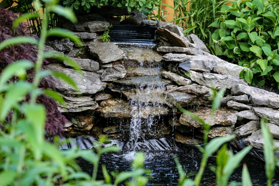 A water feature in the backyard garden of Bill and Becky Medley.