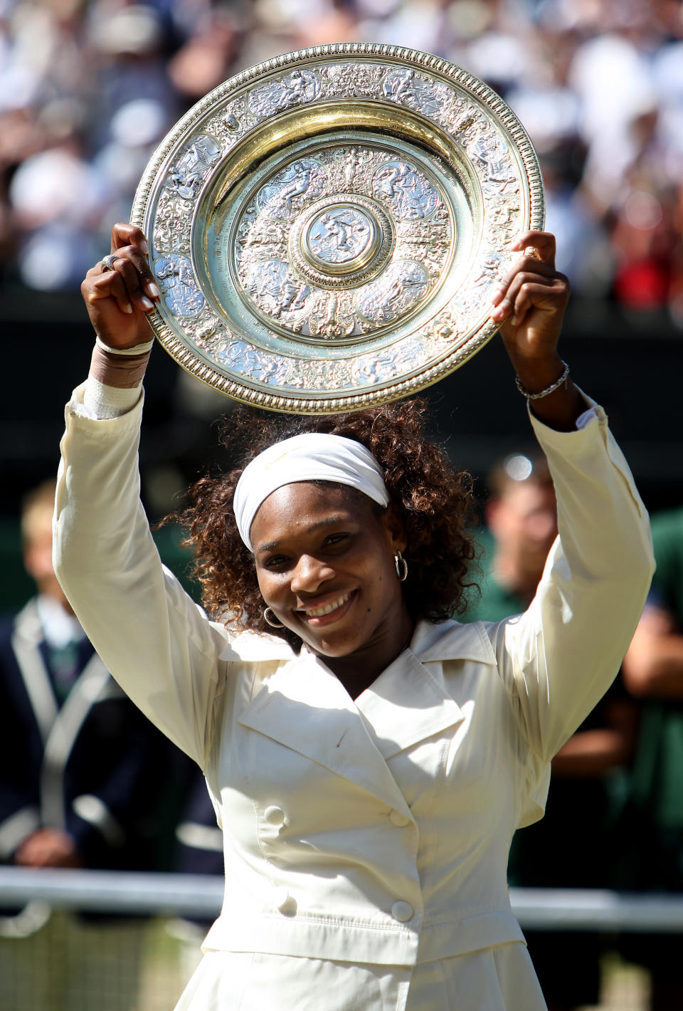 USA's Serena Williams with her trophy after beating her sister Venus Williams in the Ladies Final (Photo by Adam Davy - EMPICS/PA Images via Getty Images)