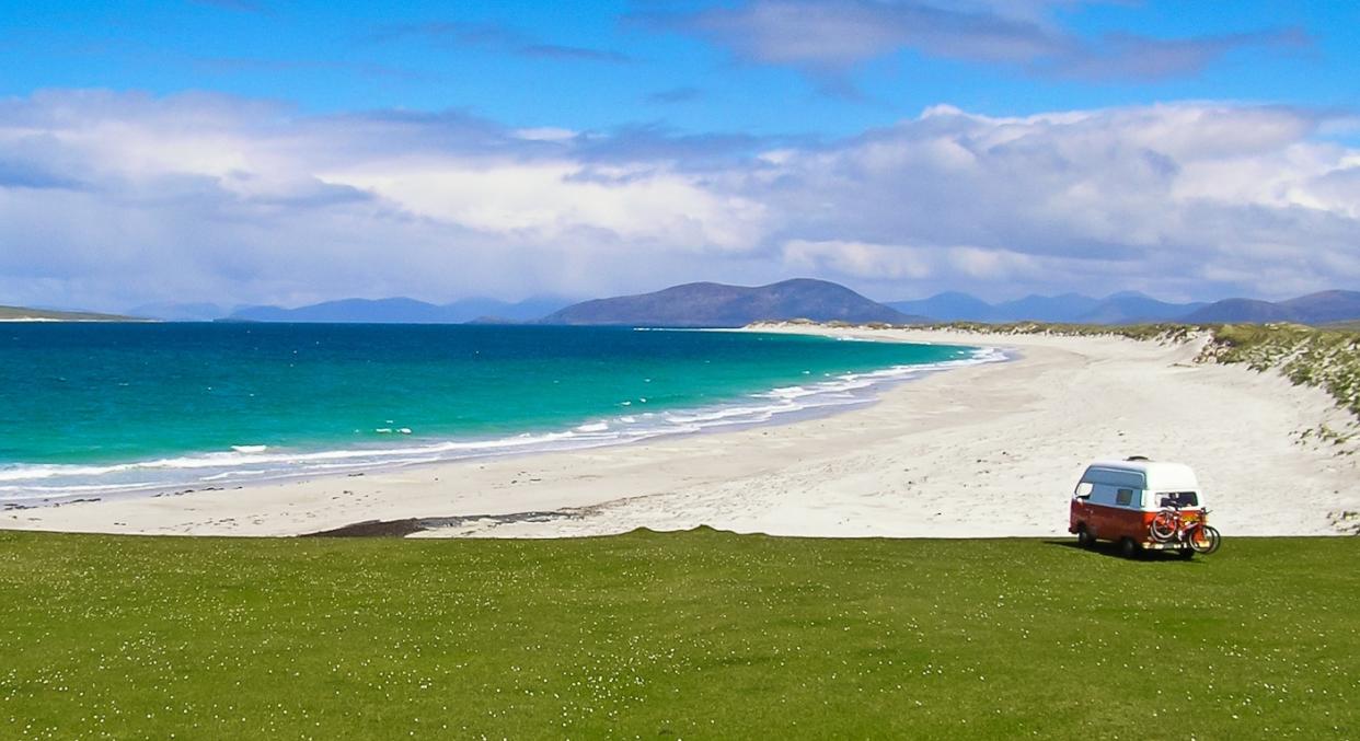 A white sand beach on the Isle of Berneray (Getty)