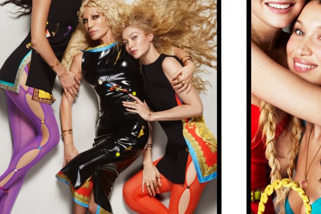 Donatella Versace Stars in Versace Campaign Next to Gigi and Bella Hadid