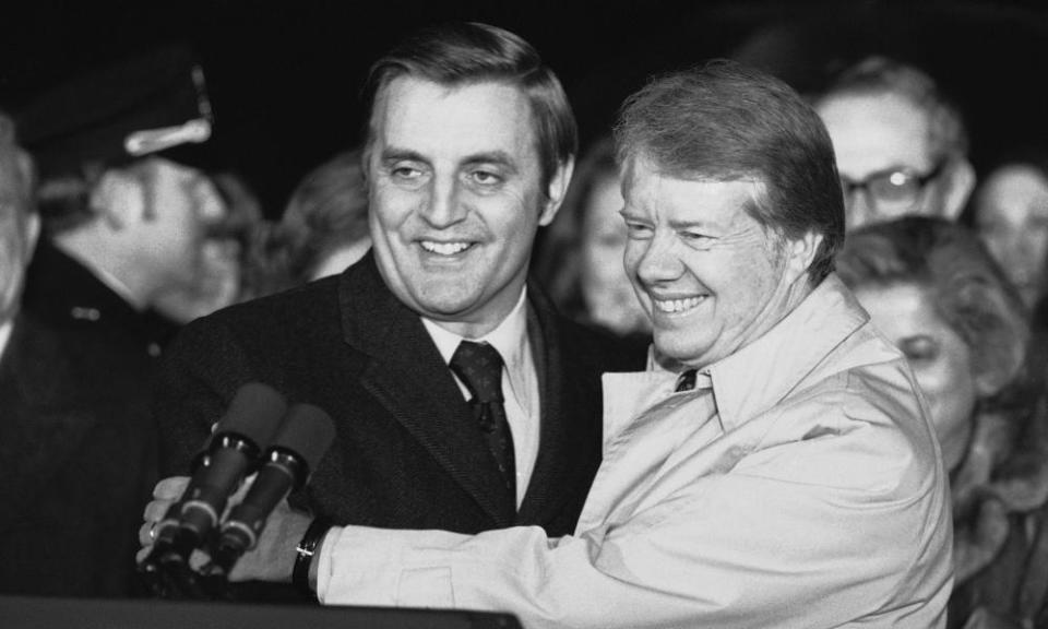 President Jimmy Carter, right, with Walter Mondale in 1978. He served as US vice-president from 1977 to 1981. Mondale significantly helped to redefine the difficult post of vice-president.