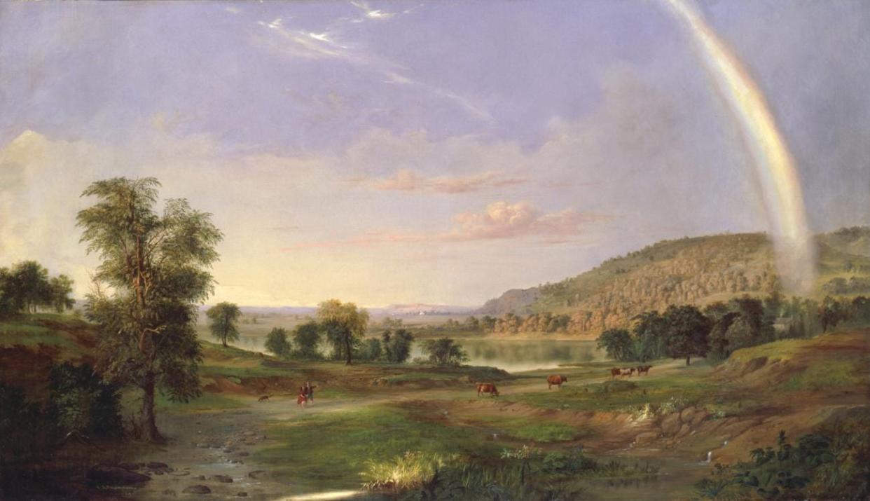 Robert S. Duncanson painted “Landscape with Rainbow” in 1859. The image is of the Covington, Ky./Cincinnati, Ohio, area where Duncanson lived (in addition to Monroe and Detroit). This painting was selected by first lady Jill Biden and Sen. Roy Blunt of MIssouri to be honored at the inaugural veremonies for President Joe Biden in 2021.