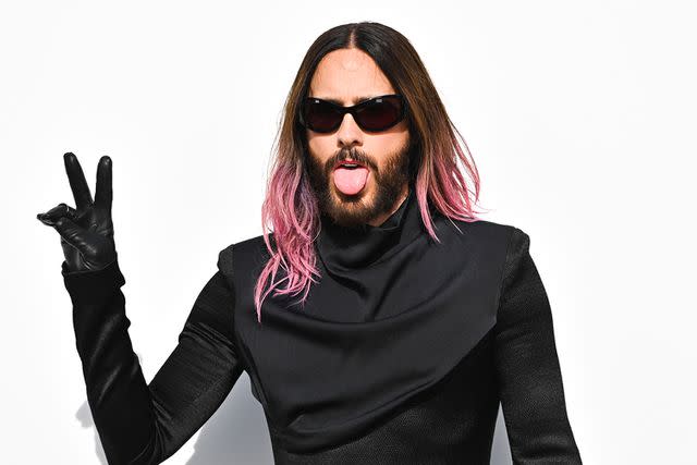 <p>Stephane Cardinale - Corbis/Corbis via Getty Images</p> Jared Leto at the Givenchy Spring/Summer 2024 show