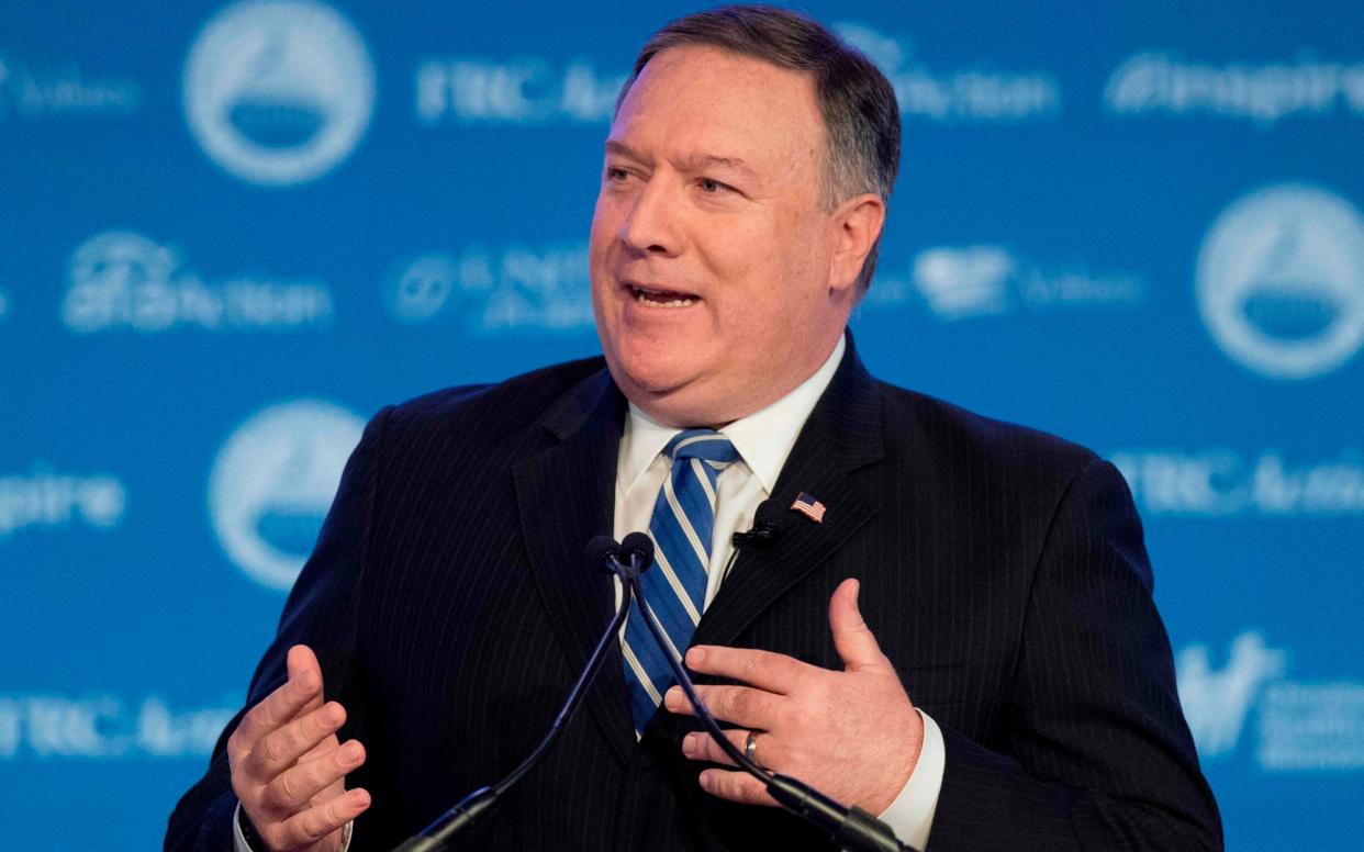 Mike Pompeo made his thinly-veiled attack amid questions over whether Mr Trump would fire Mr Rosenstein - AFP