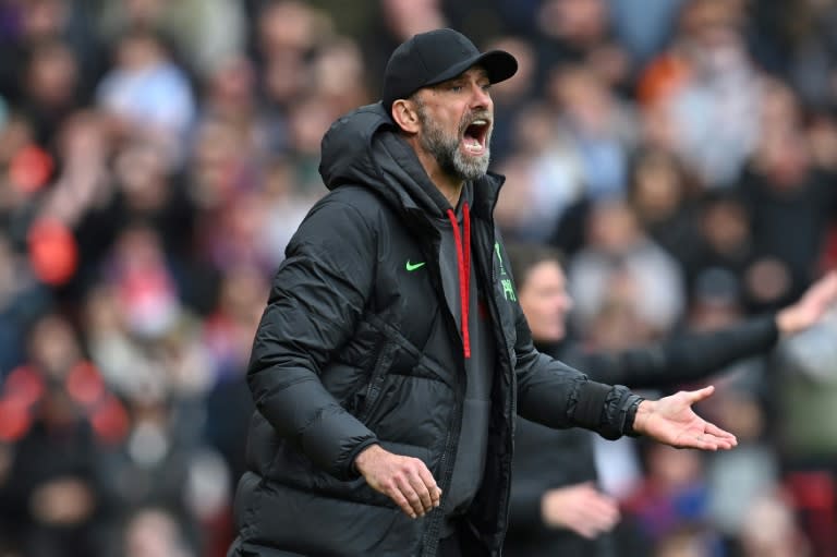 Jurgen Klopp said <a class="link " href="https://sports.yahoo.com/soccer/teams/liverpool/" data-i13n="sec:content-canvas;subsec:anchor_text;elm:context_link" data-ylk="slk:Liverpool;sec:content-canvas;subsec:anchor_text;elm:context_link;itc:0">Liverpool</a>'s 1-0 defeat to <a class="link " href="https://sports.yahoo.com/soccer/teams/crystal-palace/" data-i13n="sec:content-canvas;subsec:anchor_text;elm:context_link" data-ylk="slk:Crystal Palace;sec:content-canvas;subsec:anchor_text;elm:context_link;itc:0">Crystal Palace</a> left him feeling "rubbish" (Paul ELLIS)