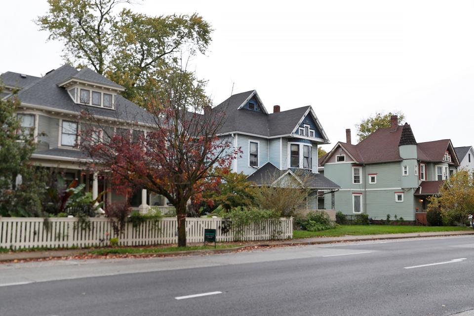 Homes line Delaware Street, Monday, Oct. 25, 2021 in the Fall Creek Place neighborhood.