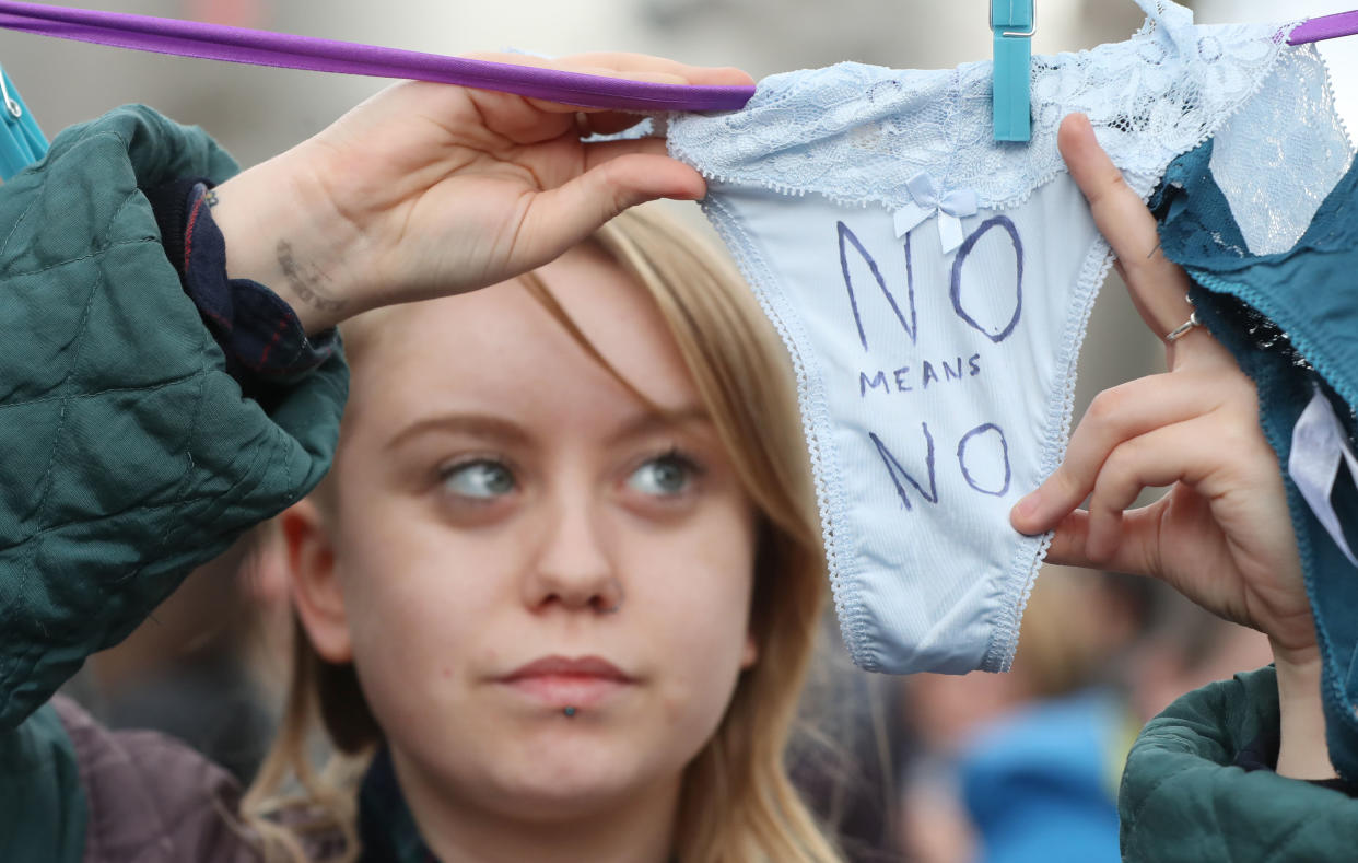 Naoise Griffin Richardson joins a protest in support of victims of sexual violence in Dublin on Nov. 14, 20118. (Photo: Niall Carson/PA Wire)