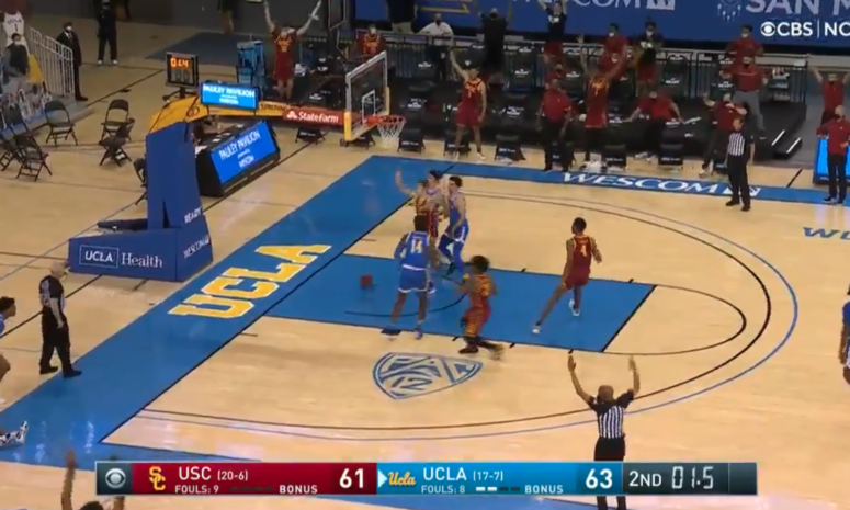 USC beats UCLA on last-second corner three by Tajh Eddy.