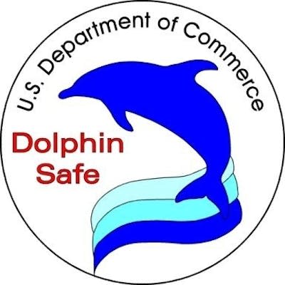 Logo approved by U.S. regulators in 2000 for tuna caught without targeting dolphins. <a href="https://media.fisheries.noaa.gov/dam-migration-miss/md_1FATNuBUz24L.jpg?1510953130" rel="nofollow noopener" target="_blank" data-ylk="slk:NOAA;elm:context_link;itc:0;sec:content-canvas" class="link ">NOAA</a>