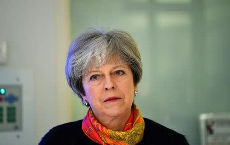 Britain's Prime Minister Theresa May visits Frimley Park Hospital near Camberley, Britain, January 4, 2018. REUTERS/Toby Melville