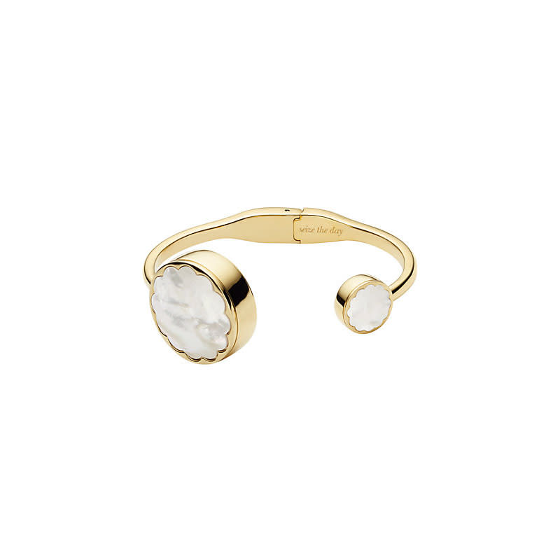 <a rel="nofollow noopener" href="http://rstyle.me/n/crfpbbchdw" target="_blank" data-ylk="slk:Scallop Hinge Bangle Tracker, Kate Spade, $128;elm:context_link;itc:0;sec:content-canvas" class="link ">Scallop Hinge Bangle Tracker, Kate Spade, $128</a>