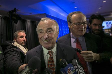 NYPD commissioner William Bratton speaks with the media following the NFL's security press conference ahead of Super Bowl XLVIII in New York January 29, 2014. REUTERS/Brendan McDermid