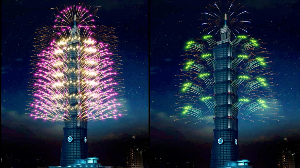 台北 101 煙火秀總長300 秒，首次採用日本彩色煙火十分精彩（圖片來源：台北 101）