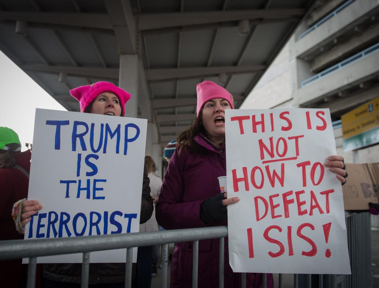 Protesters gather at JFK International Airport to demonstrate against US President Donald Trump's executive order: AFP/Getty Images