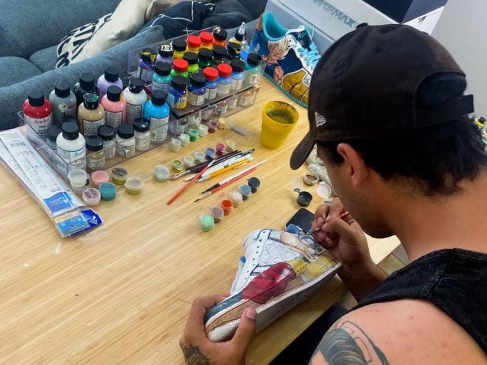 Russ Customs started in January 2021 when owner Matthew Russell saw an advertisement for painted shoes on Instagram and wanted to try it for himself. ((Submitted by Matthew Russell) - image credit)