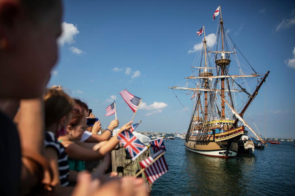 The Mayflower II – a replica of the 17th century ship Mayflower - getty