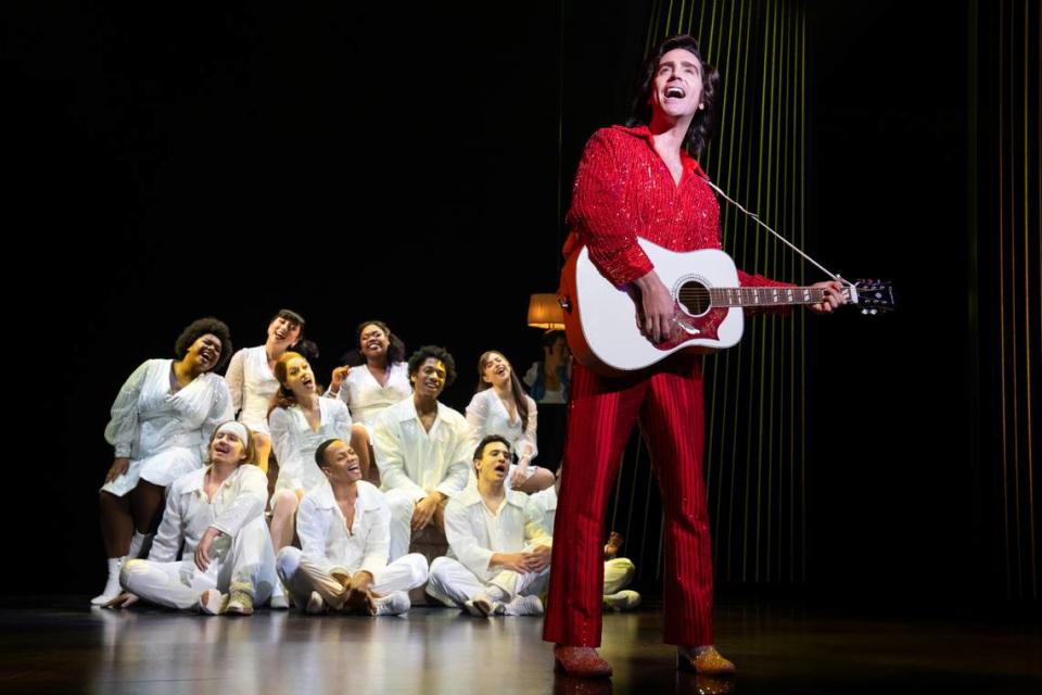 A promotional photo for “A Beautiful Noise” from a production starring Nick Fradiani as Neil Diamond.