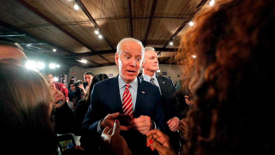 PHOTO: In this Feb. 11, 2020 photo, Democratic presidential candidate, former Vice President Joe Biden, greets supporters after speaking at a campaign event in Columbia, S.C. (Gerald Herbert/AP, FILE)